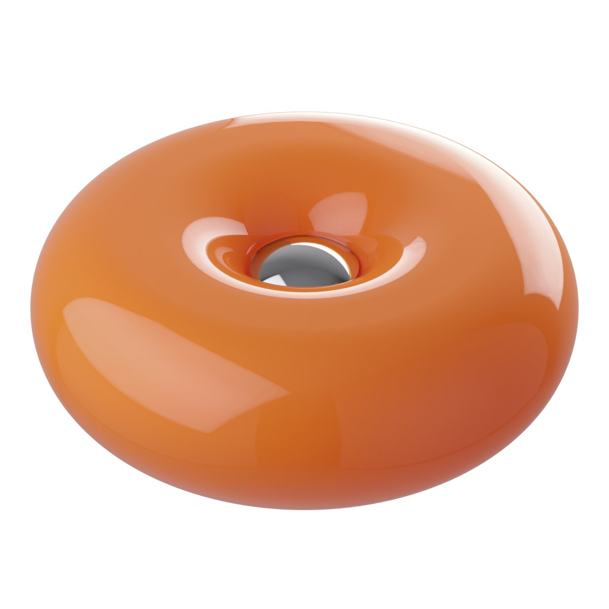 Basile 10cm Orange lampe de table De Eglo - Basile est une lampe d&eacute;corative en verre orange orn&eacute;e de d&eacute;tails argent&eacute;s et aux formes douces et arrondies.