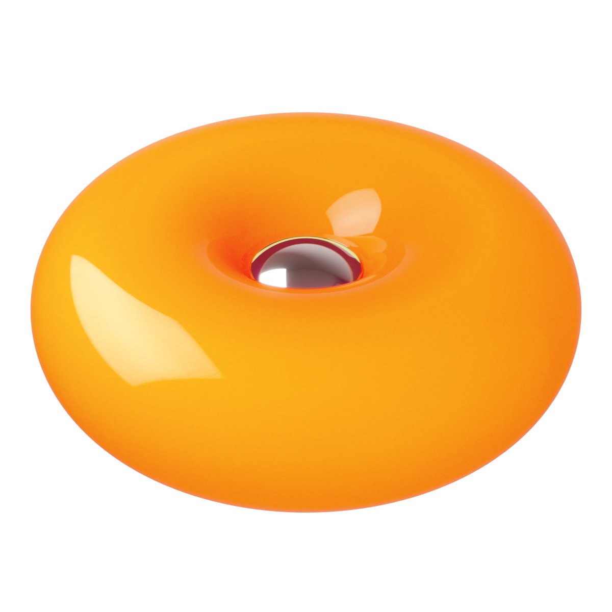 Basile 10cm Orange lampe de table De Eglo - Basile est une lampe d&eacute;corative en verre orange orn&eacute;e de d&eacute;tails argent&eacute;s et aux formes douces et arrondies.