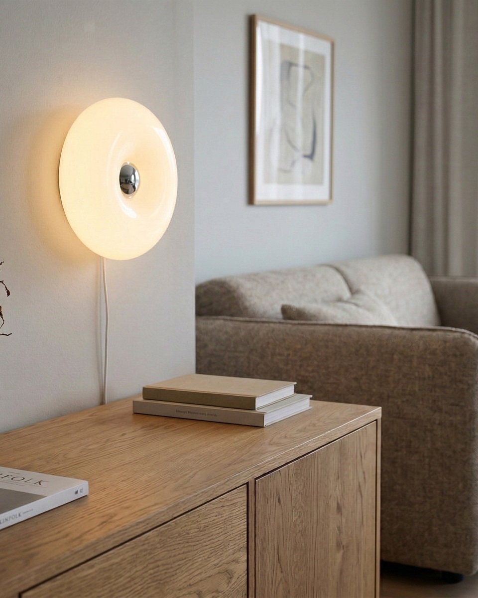 Basile 10cm Blanc lampe de table De Eglo - Basile est une lampe d&eacute;corative en verre blanc aux d&eacute;tails argent&eacute;s et &agrave; la forme douce et arrondie.