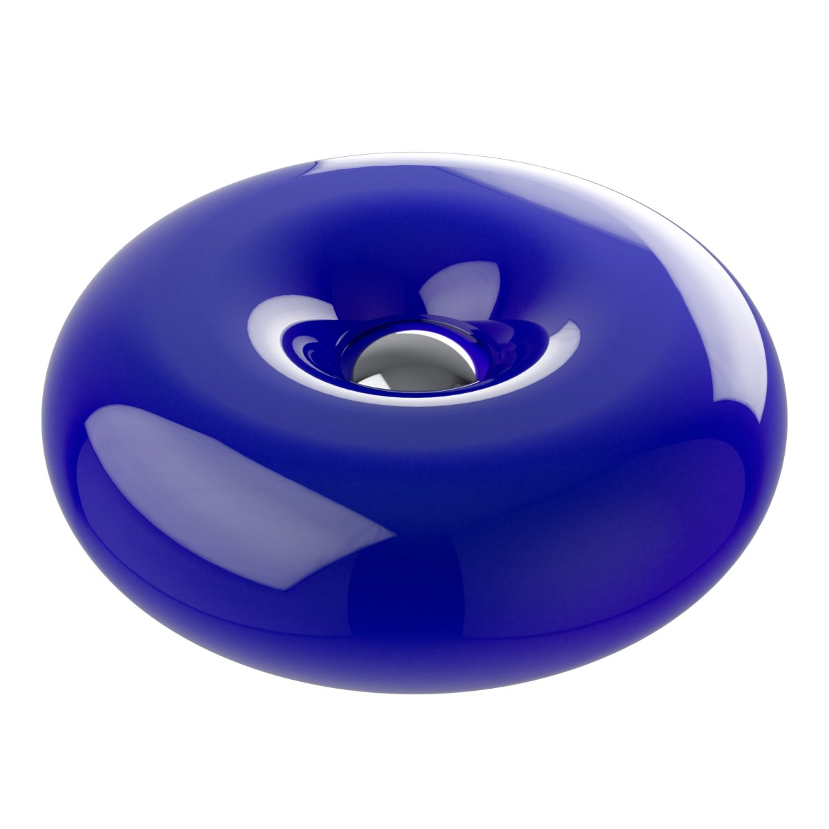 Basile 10cm Bleu lampe de table De Eglo - Basile est une lampe décorative en verre bleu ornée de détails argentés et aux formes douces et arrondies.