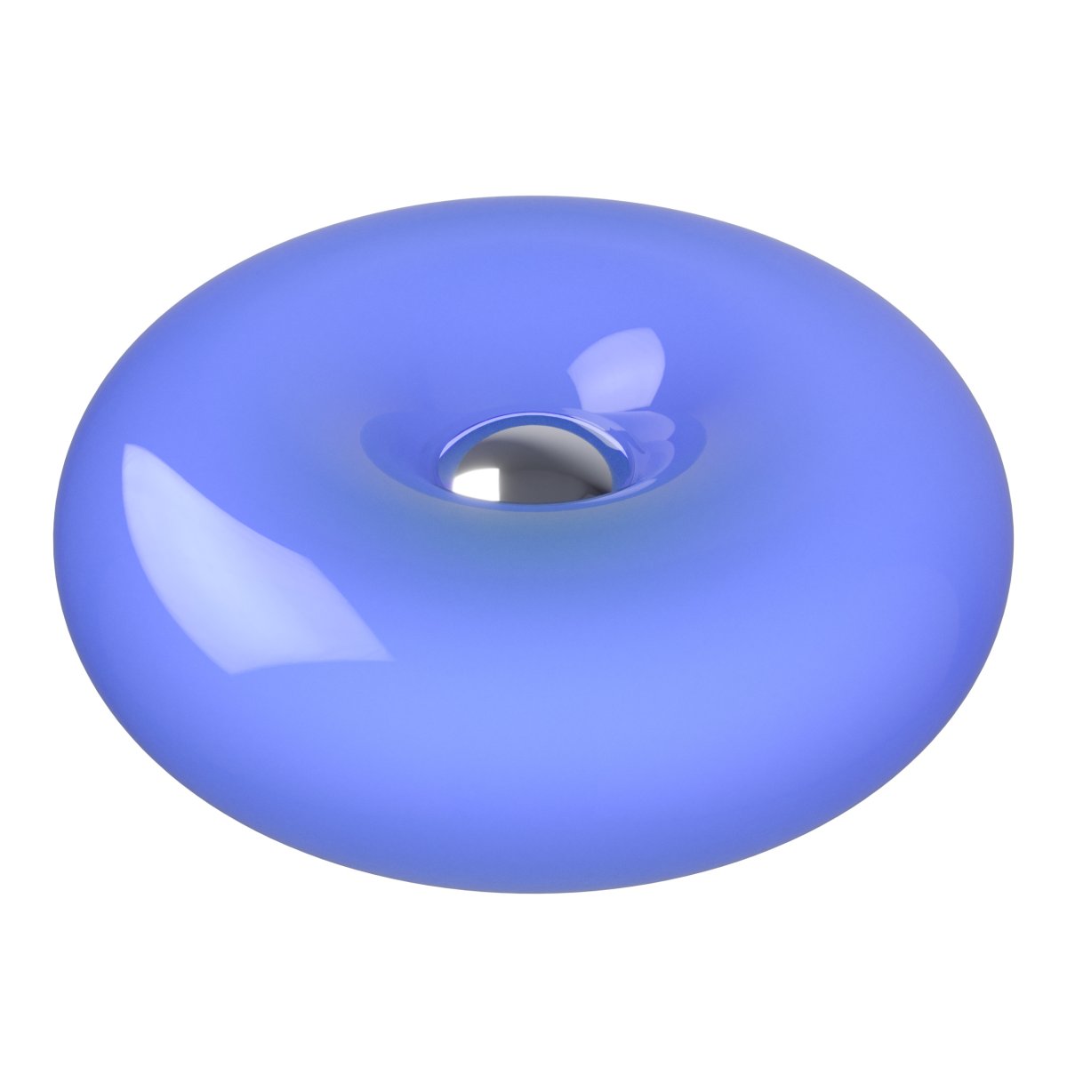 Basile 10cm Bleu lampe de table De Eglo - Basile est une lampe décorative en verre bleu ornée de détails argentés et aux formes douces et arrondies.