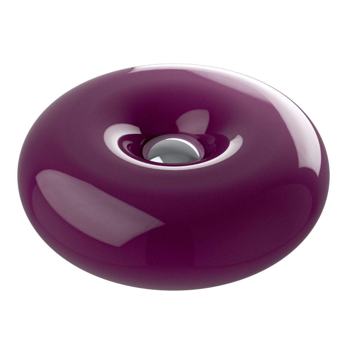 Basile 10cm Violet lampe de table De Eglo - Basile est une lampe décorative en verre violet ornée de détails argentés et aux formes douces et arrondies.