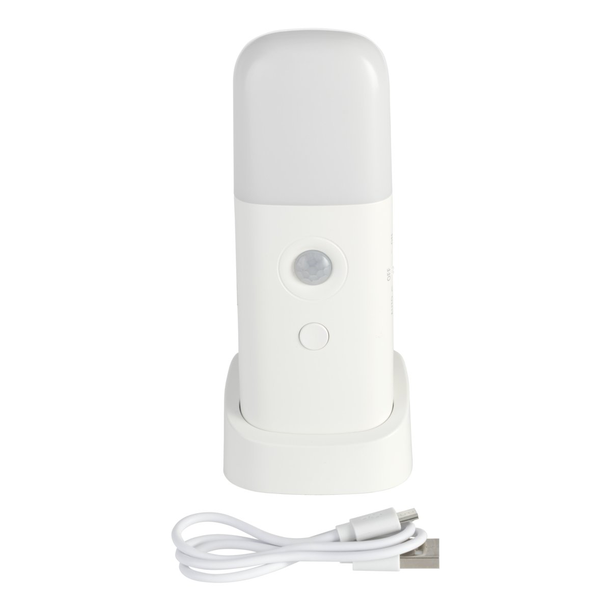 Merta Blanc portable De Eglo - Le bouton de la lampe permet de régler facilement la luminosité et la température de couleur (blanc chaud ou blanc froid) selon vos préférences.