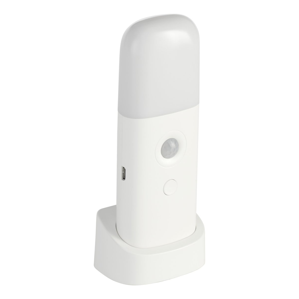Merta Blanc portable De Eglo - Le bouton de la lampe permet de régler facilement la luminosité et la température de couleur (blanc chaud ou blanc froid) selon vos préférences.