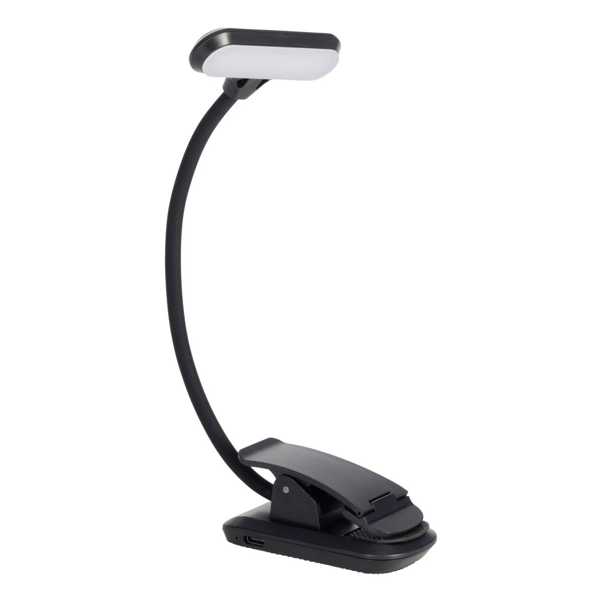 Yamenzi Noir portable De Eglo - Yamenzi est une lampe LED pratique et flexible dotée d'une pince permettant de la fixer à un bureau, une tête de lit ou une étagère, par exemple.