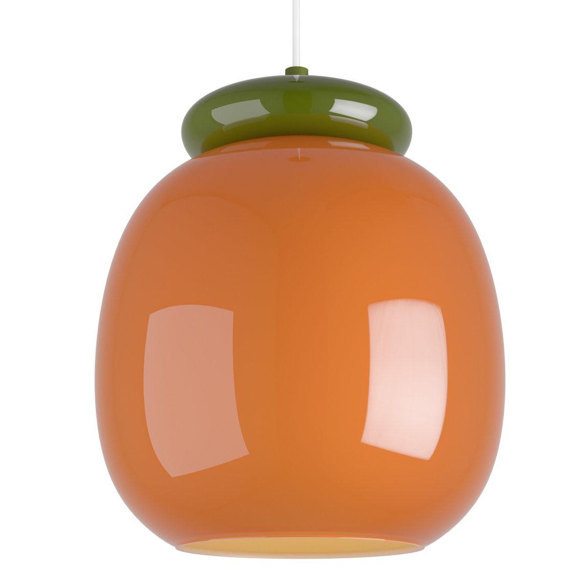 Berardelli Ø23 Orange suspension De Eglo - L'abat-jour vert et l'ornementation au-dessus du verre apportent une touche ludique et une belle note de couleur à la pièce.