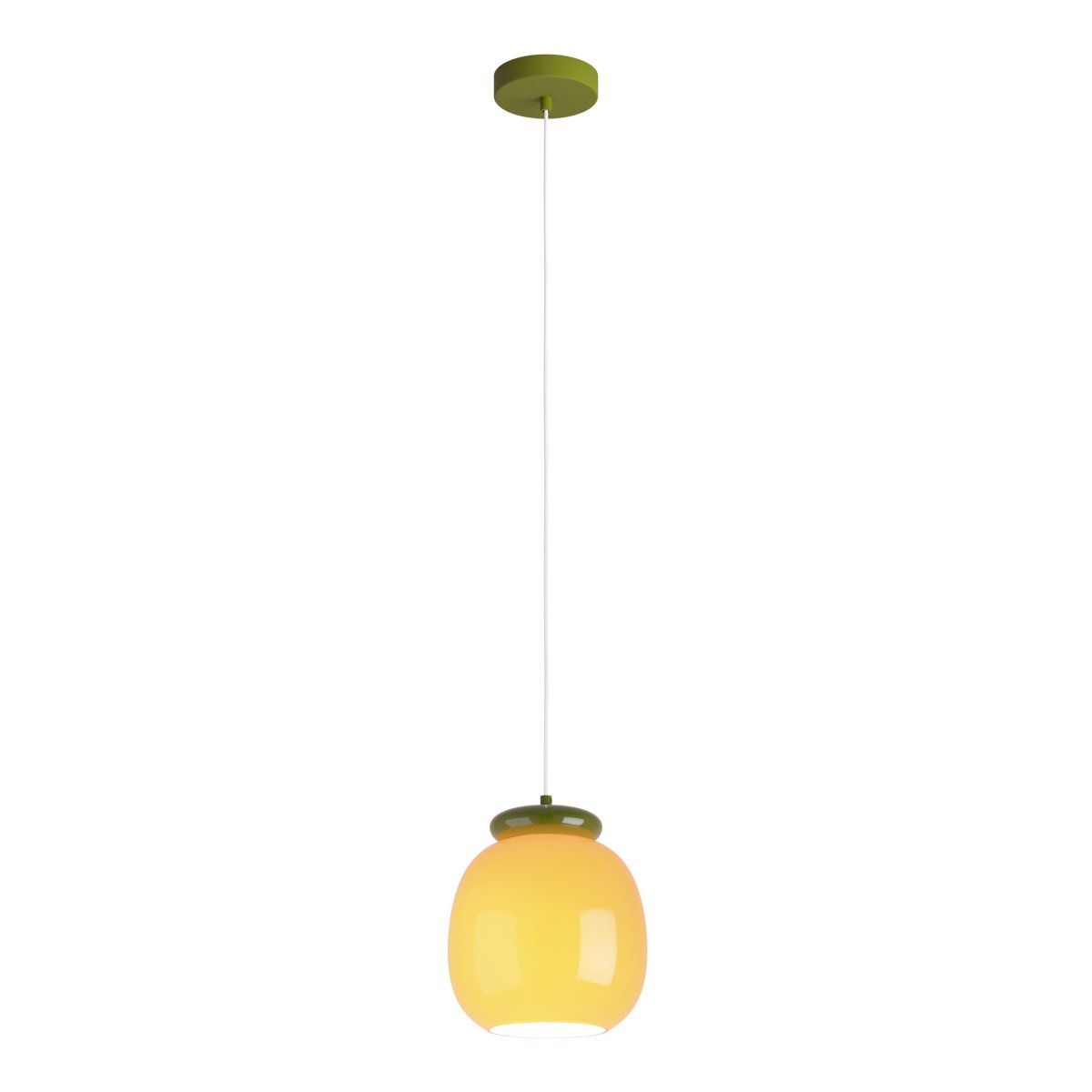 Berardelli Ø23 Orange suspension De Eglo - L'abat-jour vert et l'ornementation au-dessus du verre apportent une touche ludique et une belle note de couleur à la pièce.