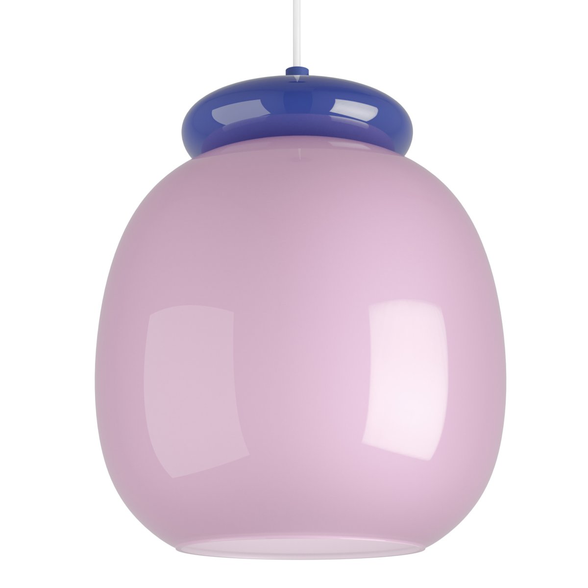 Berardelli Ø23 Rose suspension De Eglo - L'abat-jour bleu et les ornements qui le surplombent lui conf&egrave;rent une allure ludique et apportent une belle touche de couleur &agrave; la pi&egrave;ce.