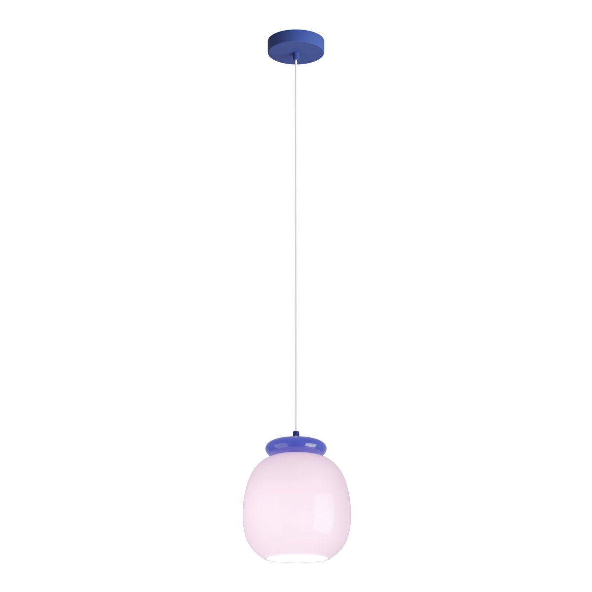 Berardelli Ø23 Rose suspension De Eglo - L'abat-jour bleu et les ornements qui le surplombent lui conf&egrave;rent une allure ludique et apportent une belle touche de couleur &agrave; la pi&egrave;ce.