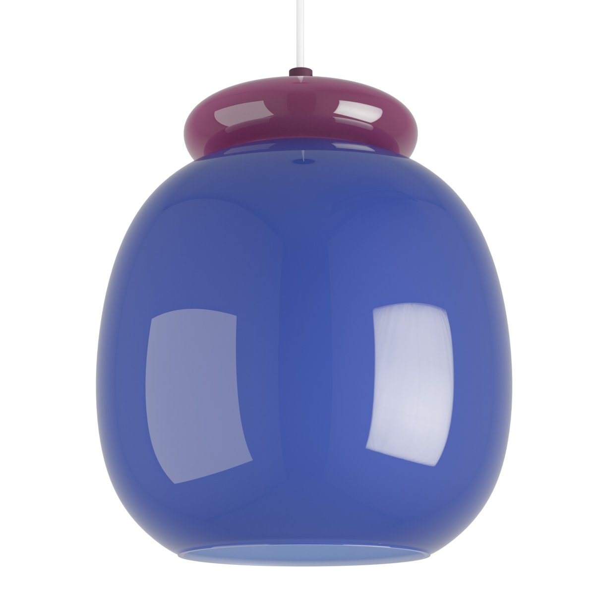 Berardelli Ø23 Bleu suspension De Eglo - L'abat-jour violet et les ornements qui le surplombent apportent une touche ludique et une belle note de couleur &agrave; la pi&egrave;ce.