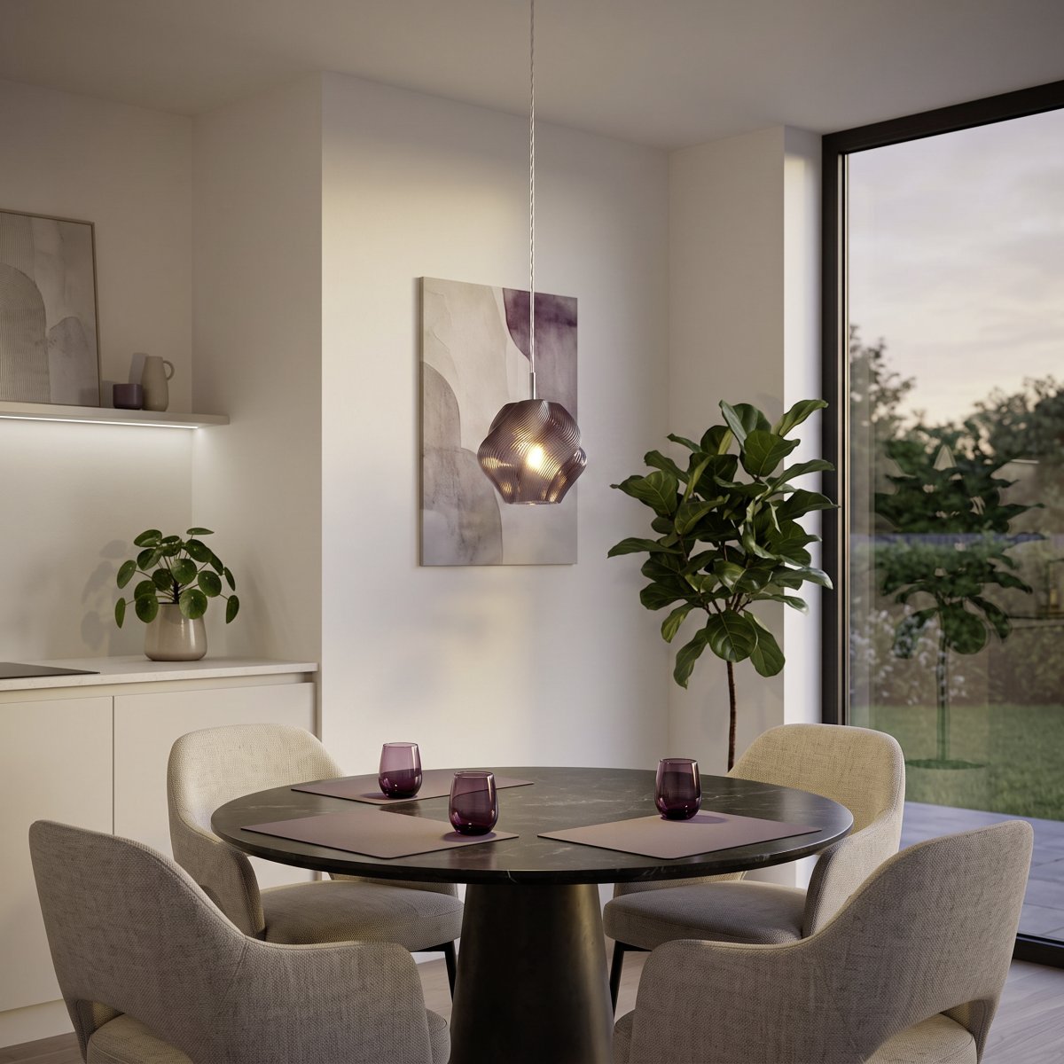 Vicenne Ø22 Violet suspension De Eglo - La suspension décorative Vicenne est en verre violet avec des détails chromés.