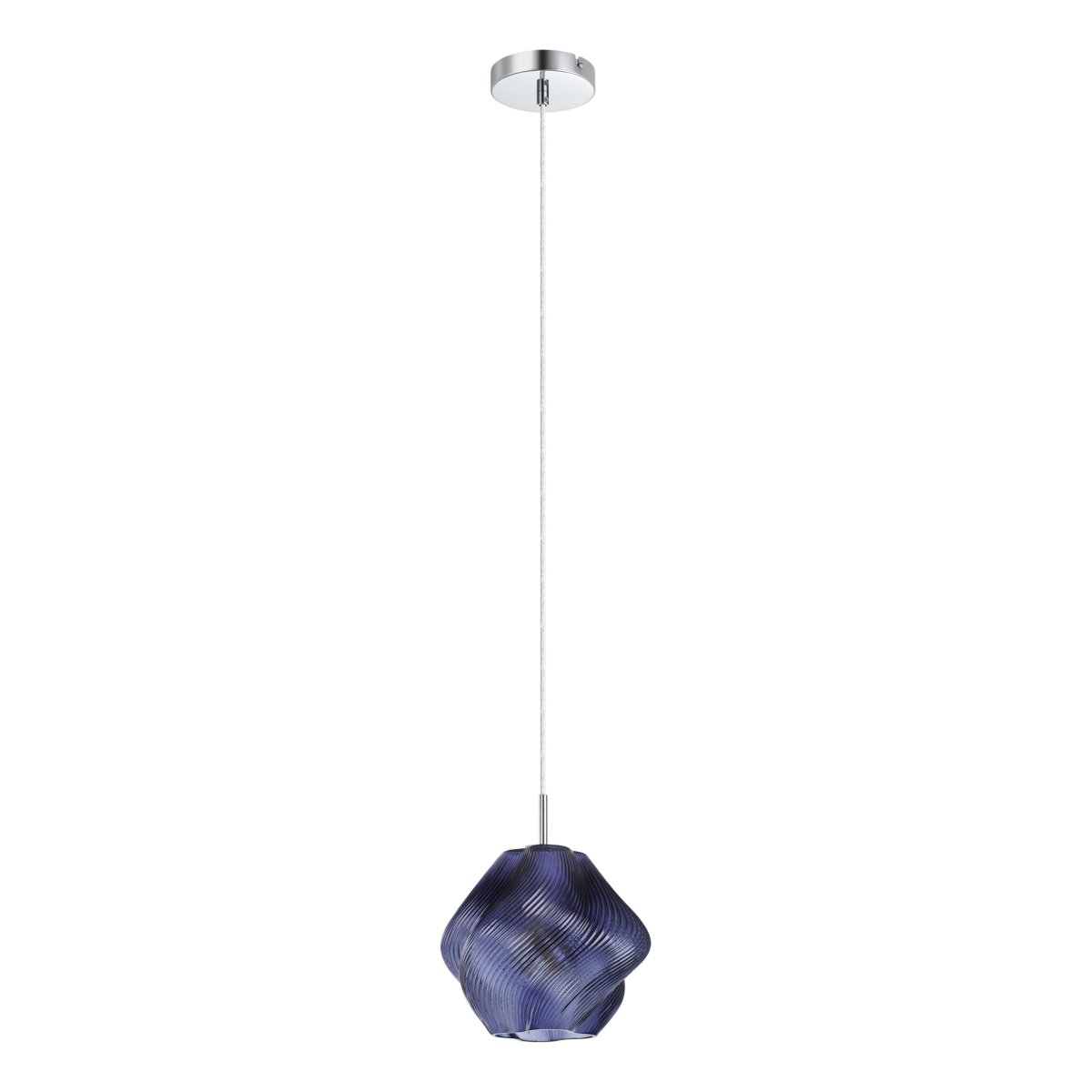 Vicenne Ø22 Bleu suspension De Eglo - La suspension décorative Vicenne est en verre bleu avec des détails chromés.