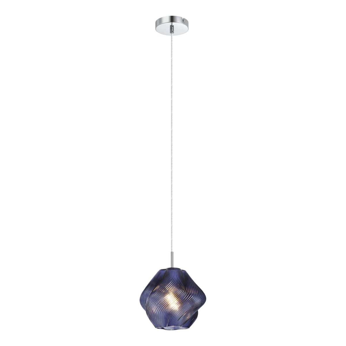 Vicenne Ø22 Bleu suspension De Eglo - La suspension décorative Vicenne est en verre bleu avec des détails chromés.