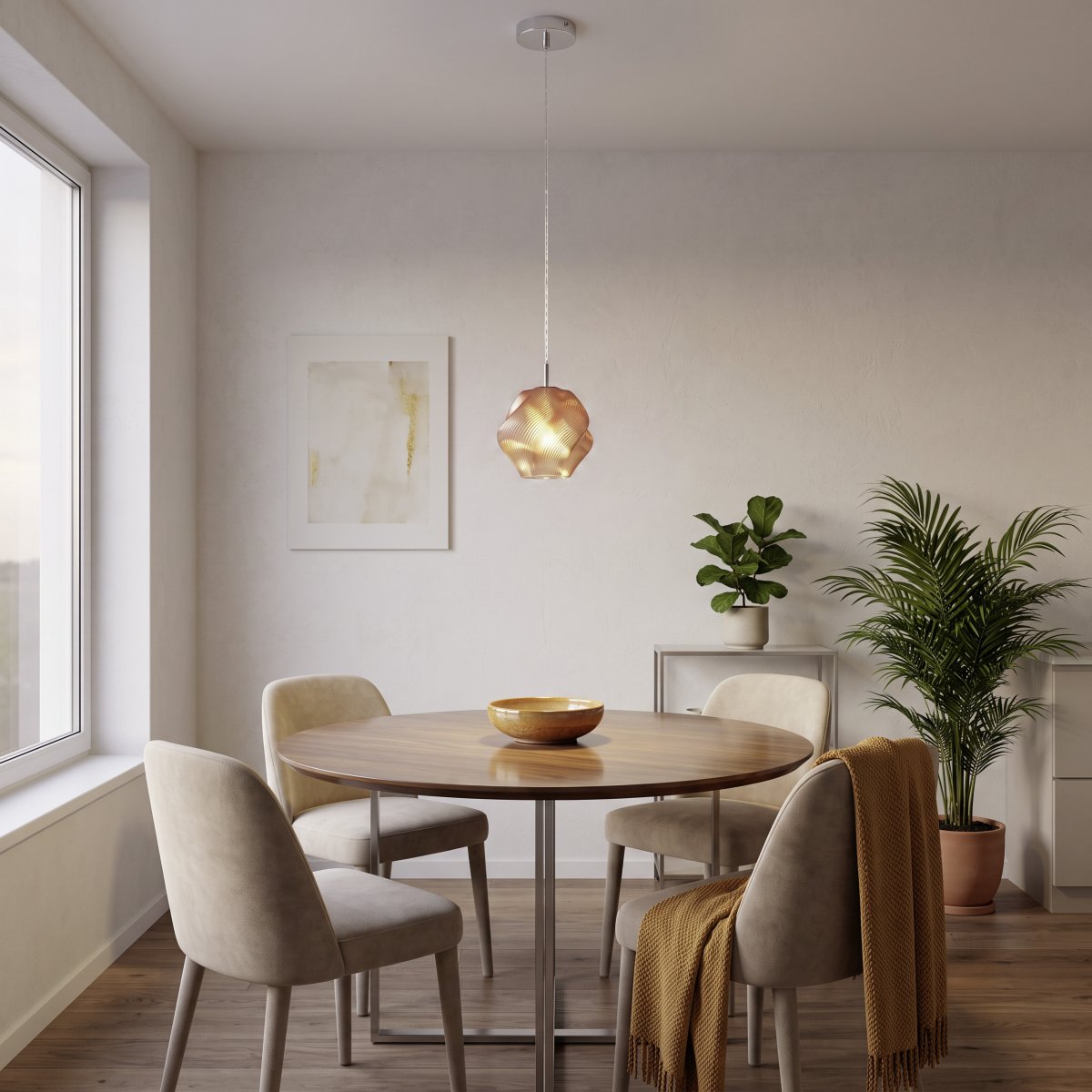 Vicenne Ø22 Orange suspension De Eglo - La suspension décorative Vicenne est en verre orange avec des détails chromés.