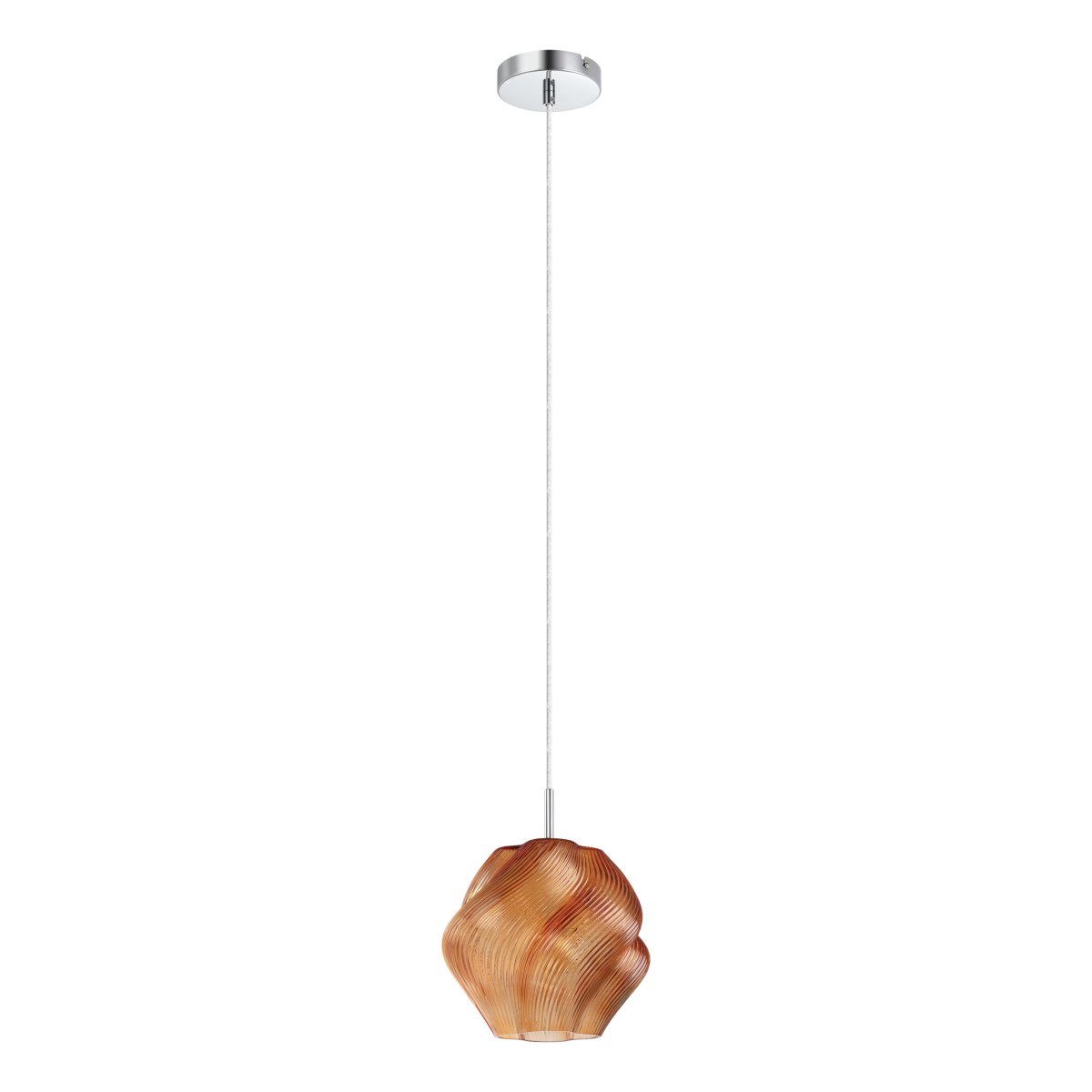 Vicenne Ø22 Orange suspension De Eglo - La suspension décorative Vicenne est en verre orange avec des détails chromés.