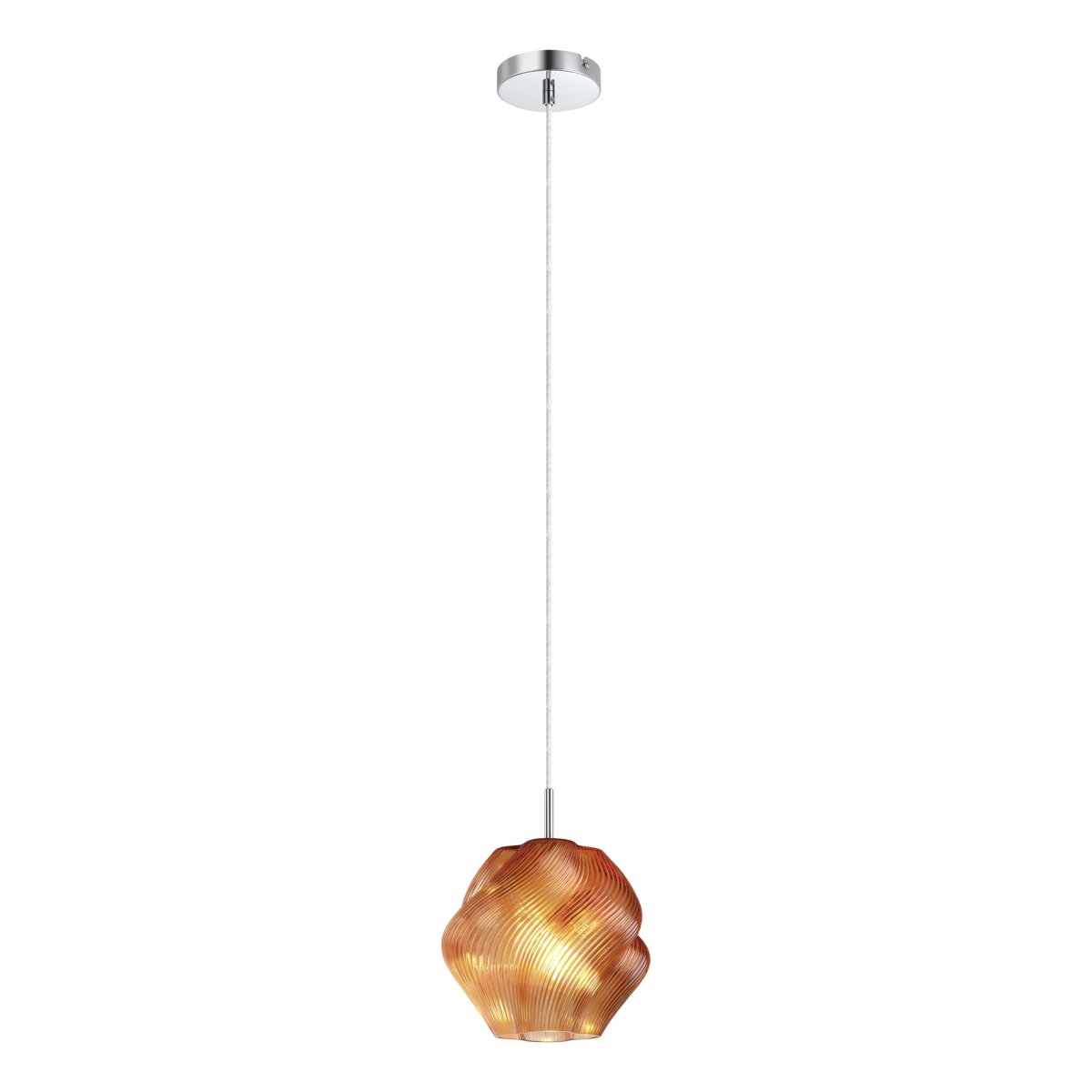 Vicenne Ø22 Orange suspension De Eglo - La suspension décorative Vicenne est en verre orange avec des détails chromés.
