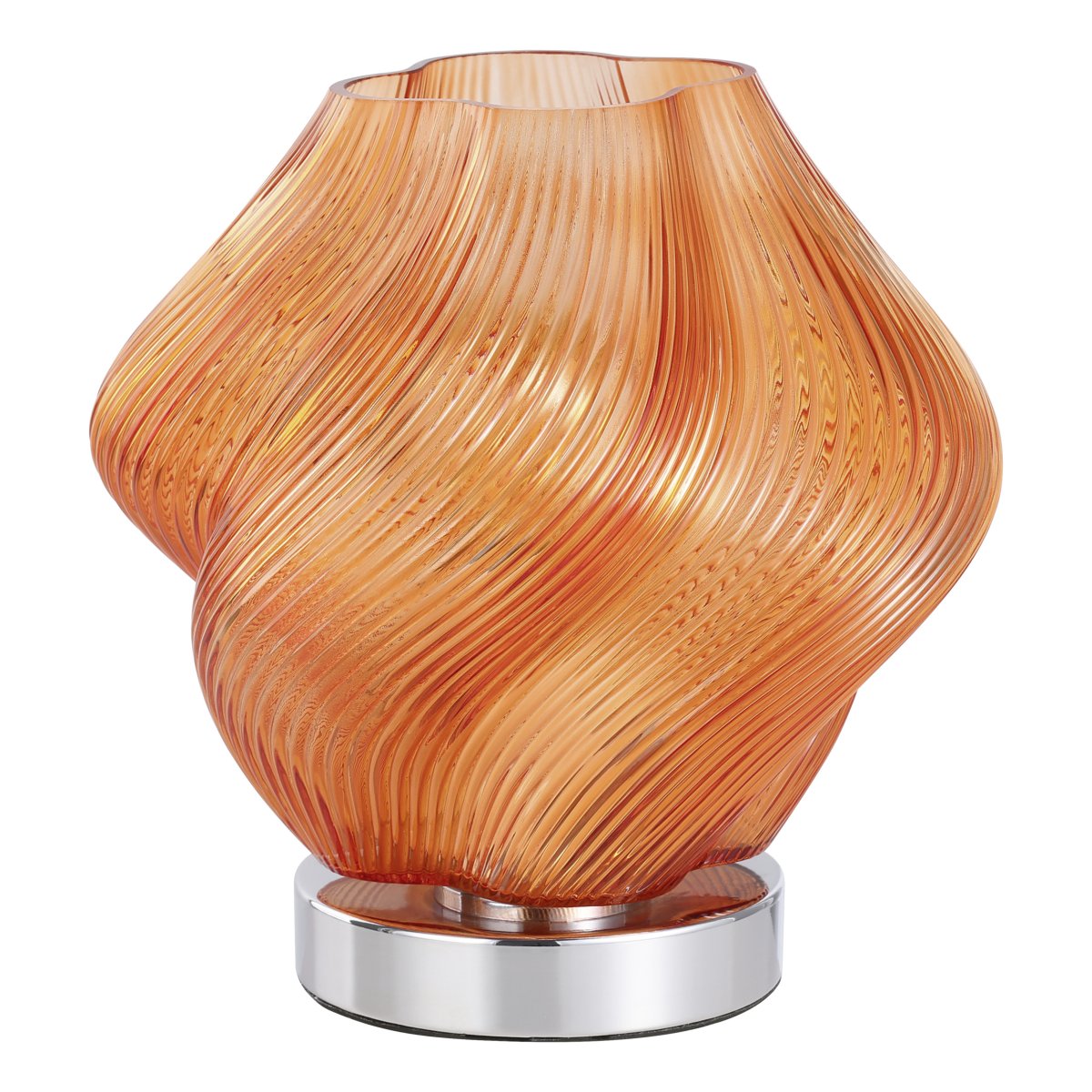 Vicenne 23cm Orange lampe de table De Eglo - La suspension décorative Vicenne est en verre orange avec des détails chromés.