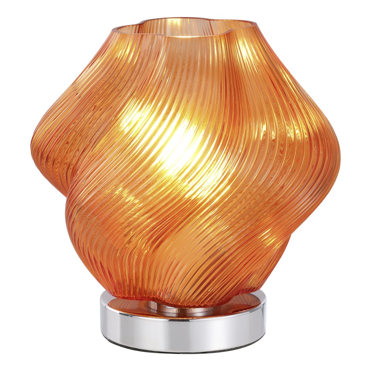 Vicenne 23cm Orange lampe de table De Eglo - La suspension décorative Vicenne est en verre orange avec des détails chromés.