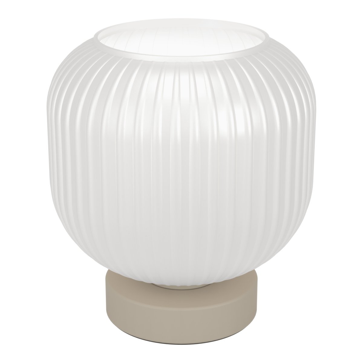 Dasmina 22cm Blanc/sable lampe de table De Eglo - Grâce à sa palette de couleurs neutres, Dasmina s'intègre harmonieusement dans différents environnements : sur une table d'appoint, une table de chevet, un bureau ou près d'une fenêtre.