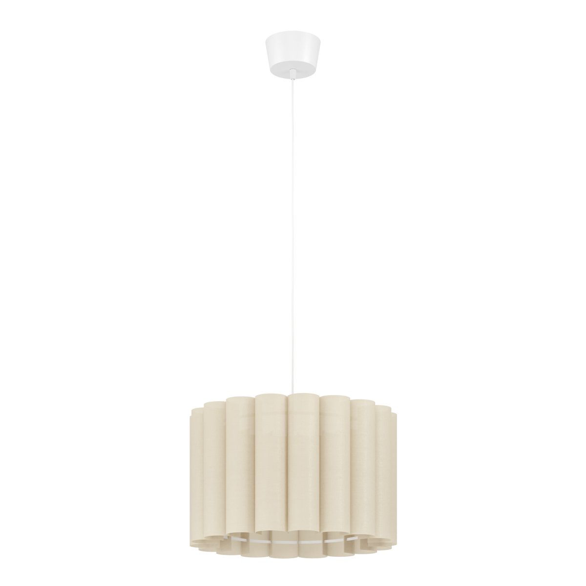 Collegrilli Ø45 Beige suspension De Eglo - Sa teinte beige clair conf&egrave;re &agrave; la lampe une ambiance chaleureuse et accueillante, lui permettant de s'int&eacute;grer harmonieusement &agrave; diff&eacute;rents styles de d&eacute;coration int&eacute;rieure.