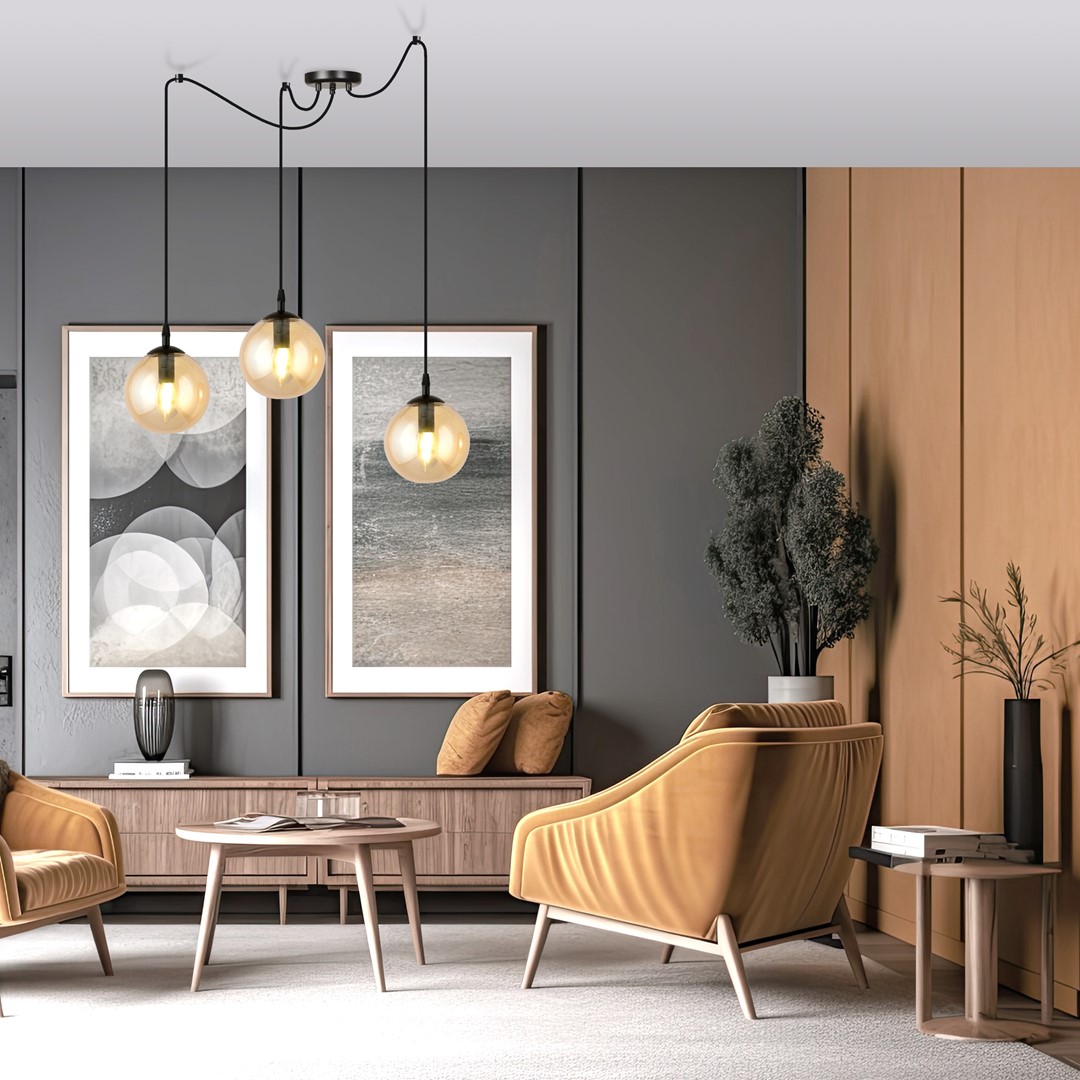 Gigi 42cm Ambre suspension De Emibig Lighting - Gigi est une série de plafonniers intemporels.