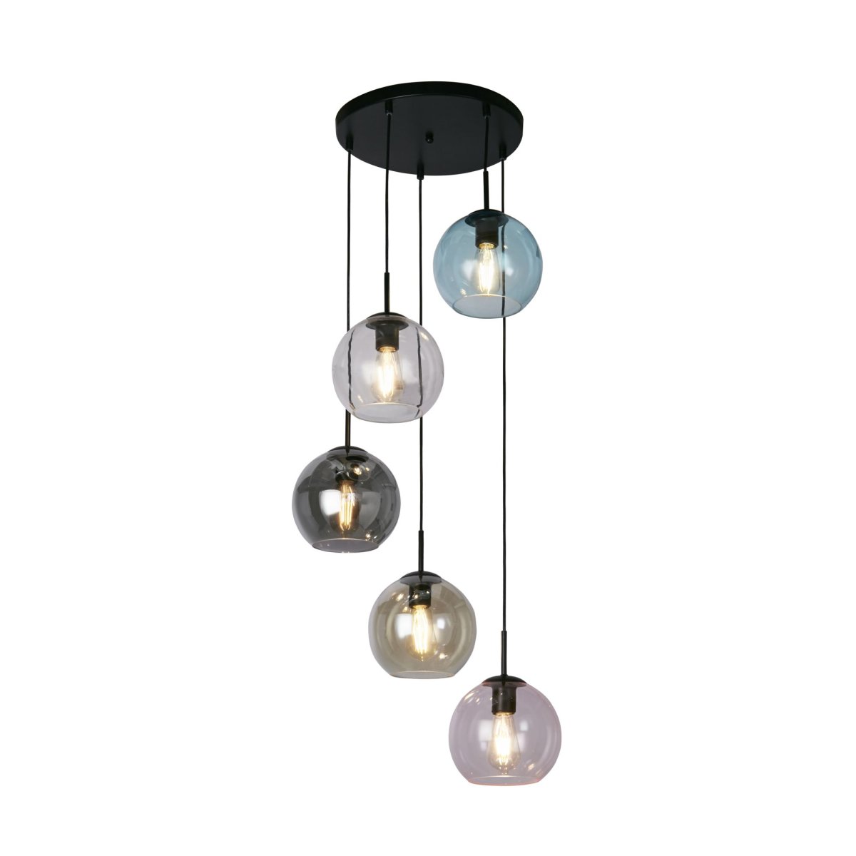 Mardi Gras Ø50 Multicolore suspension De Searchlight - La lampe est fabriquée en acier robuste et en verre avec une surface brillante qui reflète la lumière et offre une brillance supplémentaire.