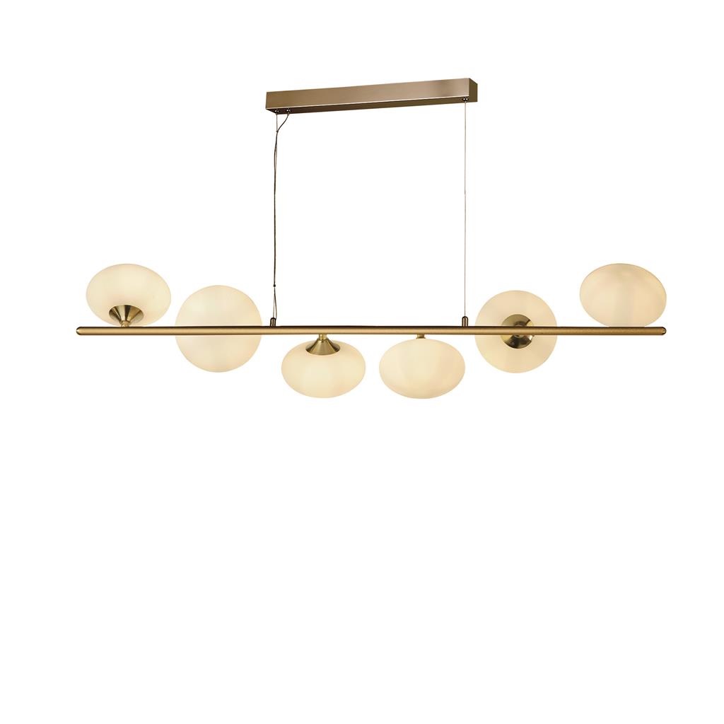 Pebble 100cm Or suspension De Searchlight - Les formes douces et le verre diffusent une lumi&egrave;re agr&eacute;able dans toutes les directions, faisant de Pebble le choix parfait pour les espaces de vie et de salle &agrave; manger.