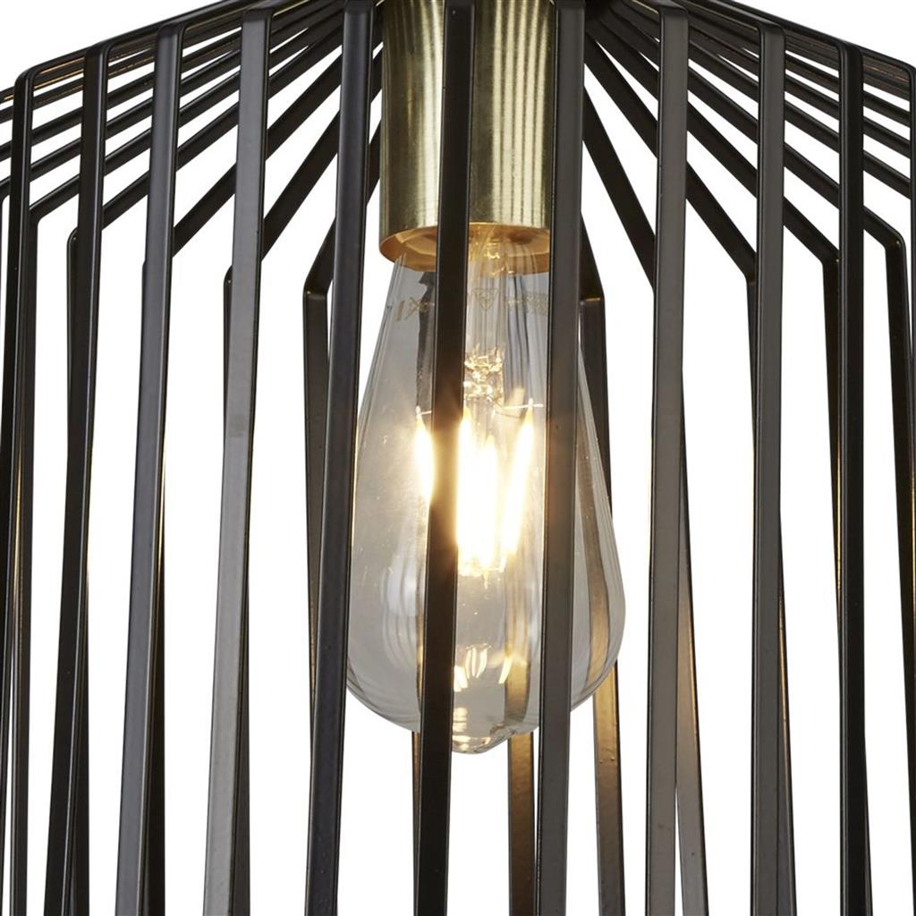 Bird Cage Ø22 Noir suspension De Searchlight - Bird Cage est une suspension remarquable qui allie métal noir robuste et détails dorés élégants.