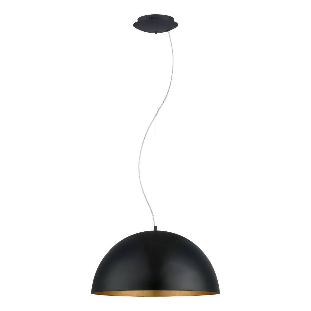 Gaetano Ø53 Noir suspension De Eglo - La lampe est suspendue à un câble fin et réglable, ce qui lui donne une sensation de légèreté et de flottement.