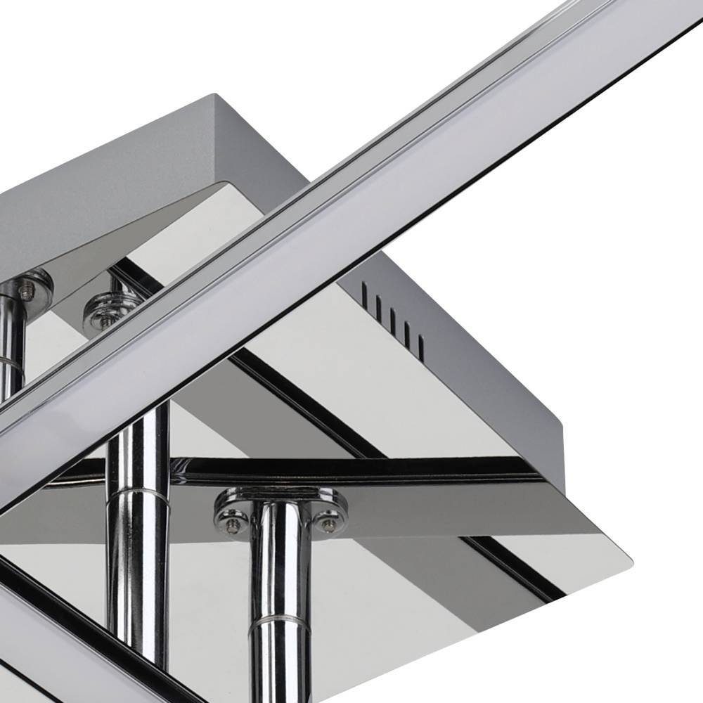 Lasana 50cm Chrome plafonnier De Eglo - Son style minimaliste et géométrique en fait le choix parfait pour les intérieurs contemporains ou modernes et il fournit une lumière claire et diffuse qui remplit la pièce.