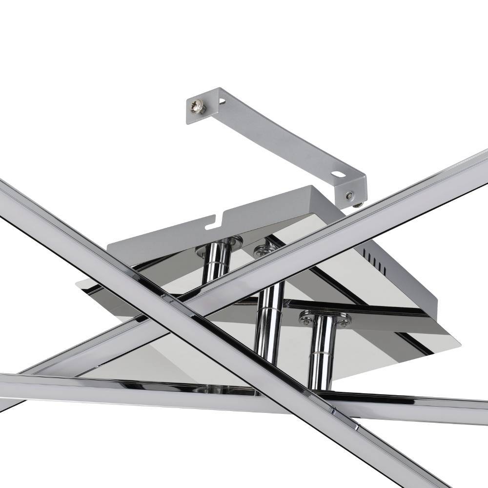 Lasana 50cm Chrome plafonnier De Eglo - Son style minimaliste et géométrique en fait le choix parfait pour les intérieurs contemporains ou modernes et il fournit une lumière claire et diffuse qui remplit la pièce.