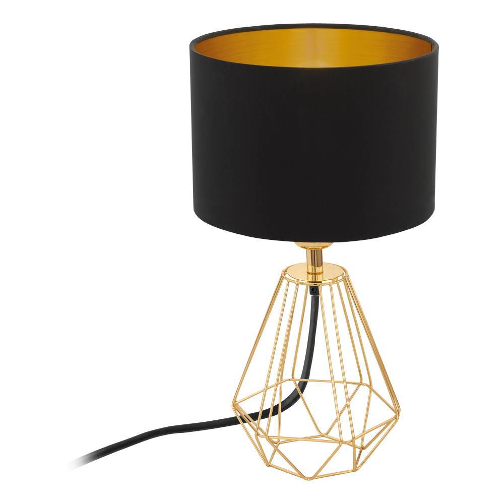 Carlton 30cm Laiton lampe de table De Eglo - L'int&eacute;rieur de l'abat-jour est de couleur dor&eacute;e, cr&eacute;ant une lumi&egrave;re chaleureuse et invitante lorsque la lampe est allum&eacute;e.