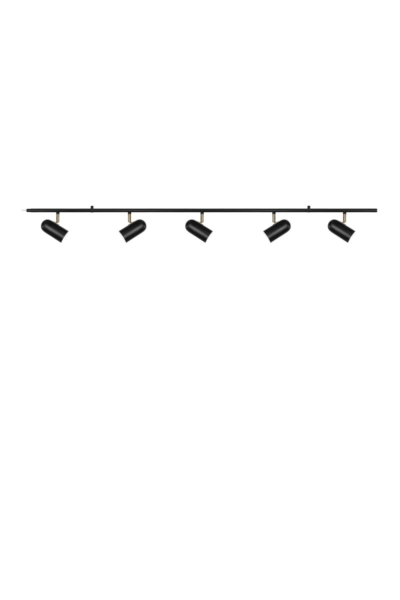 Swan 5 Noir spot De Globen Lighting - Ses cinq abat-jour en maille sont r&eacute;glables verticalement et lat&eacute;ralement, ce qui en fait un luminaire id&eacute;al pour un &eacute;clairage directionnel, par exemple dans un couloir ou sur un mur de galerie.