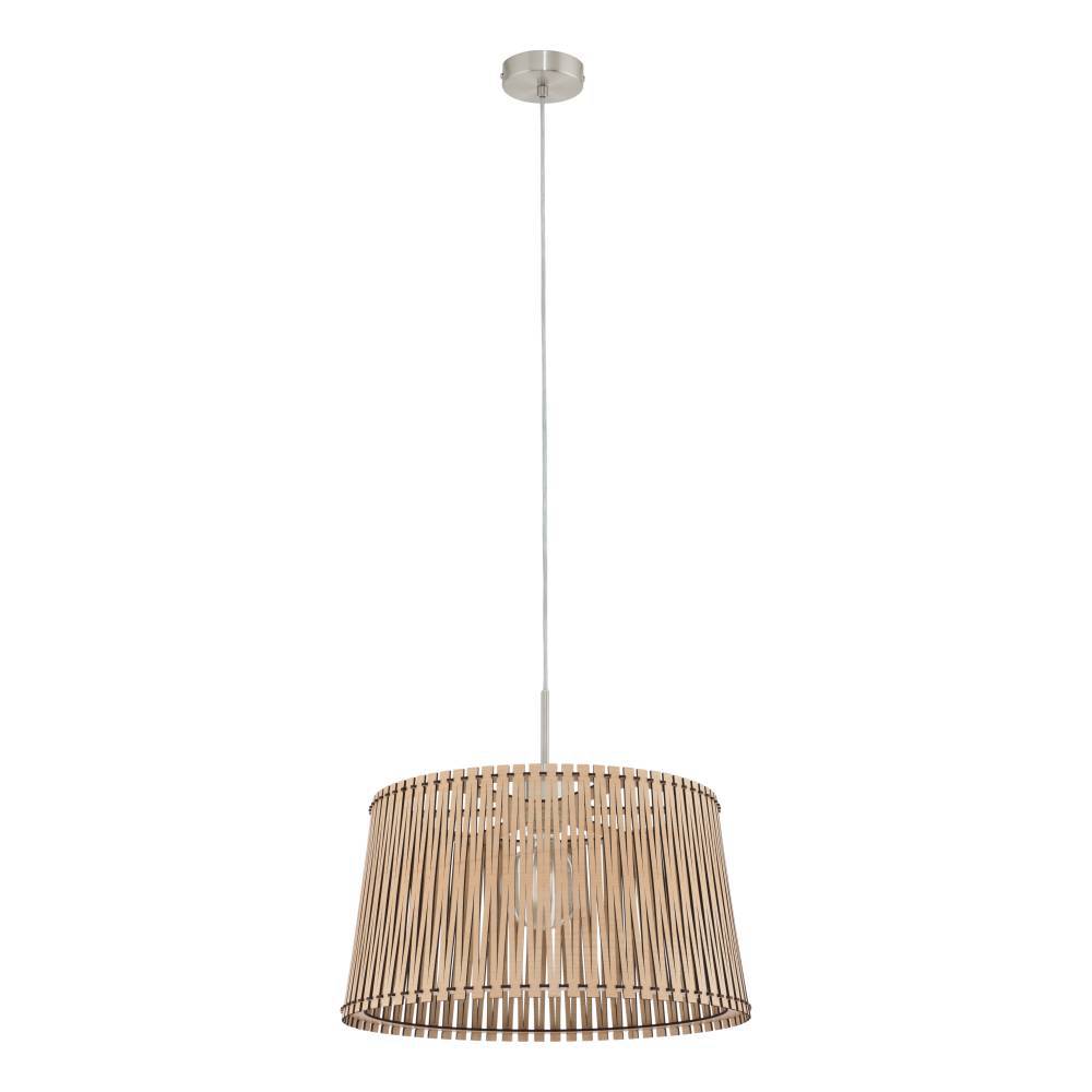Sendero Ø45 Bois clair suspension De Eglo - Le bel abat-jour en lattes de bois offre une lumière douce et agréable et confère à la pièce une atmosphère chaleureuse et accueillante.