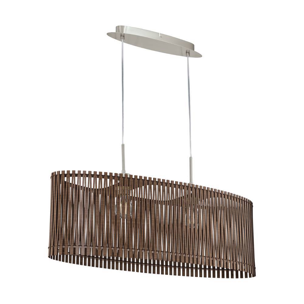 Sendero 77cm Bois foncé suspension De Eglo - Le magnifique abat-jour ovale en lattes de bois marron offre une lumière douce et agréable tout en donnant à la pièce une atmosphère chaleureuse et accueillante.