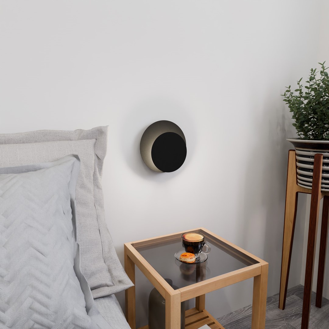 Circle 22cm Noir applique murale De Emibig Lighting - En m&ecirc;me temps, il remplit parfaitement sa fonction et est id&eacute;al pour &ecirc;tre plac&eacute; dans le salon, la chambre ou le couloir.
