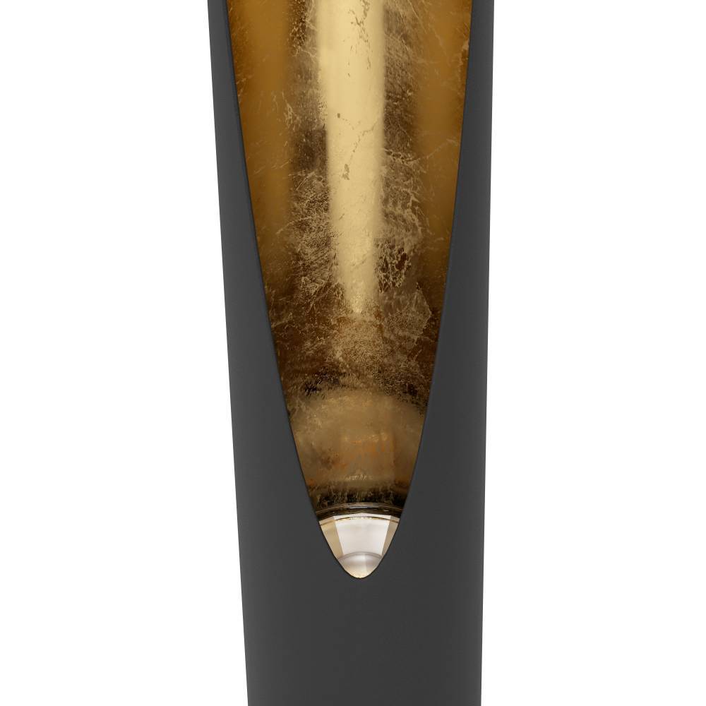 Barbotto Noir lampadaire De Eglo - La forme élancée et la coupe ouverte donnent une expression subtile et élégante, rendant la lampe parfaite pour créer une atmosphère chaleureuse dans le salon, la chambre ou le couloir.