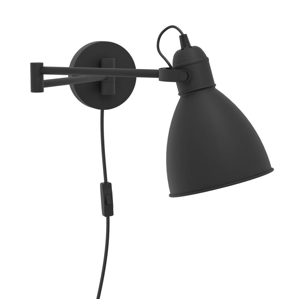 San Peri Ø15 Noir applique murale De Eglo - Son design minimaliste et son look moderne s'adaptent à la plupart des styles d'intérieur tout en offrant une lumière dirigée et agréable.
