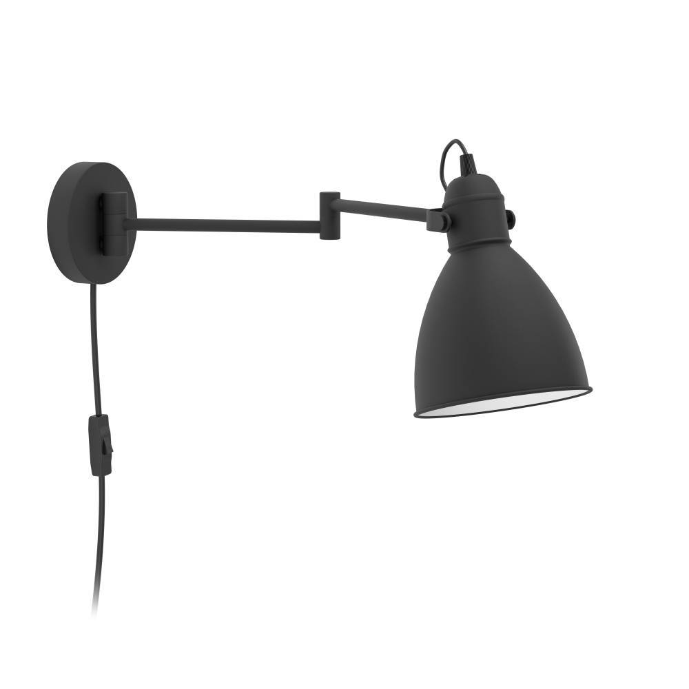 San Peri Ø15 Noir applique murale De Eglo - Son design minimaliste et son look moderne s'adaptent à la plupart des styles d'intérieur tout en offrant une lumière dirigée et agréable.