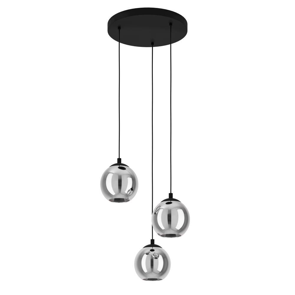 Ariscani Ø42 Noir suspension De Eglo - Le design unique de la lampe avec des sphères suspendues à différentes hauteurs lui confère une expression dynamique et s'intègre parfaitement au-dessus de la table à manger, dans le salon ou dans le couloir.