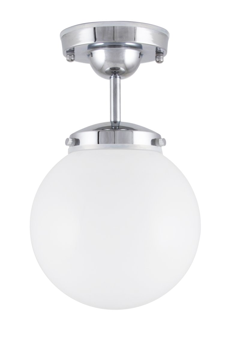 Alley Ø20 Chrome/blanc lampe de salle de bain De Globen Lighting - Alley s'intègre parfaitement au plafond de la salle de bain et est certifié IP44.