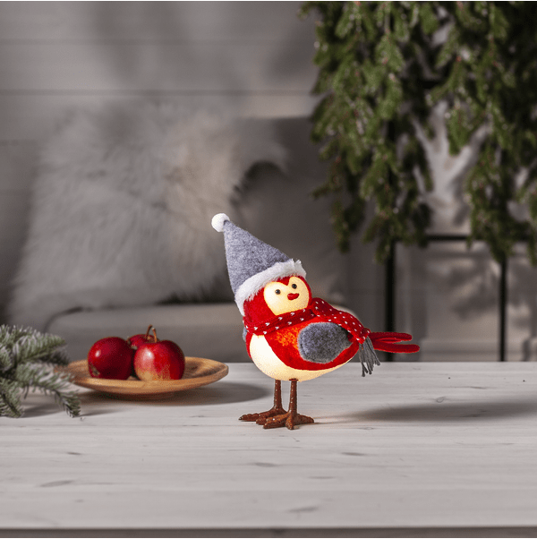 Joylight Oiseau ROUGE De Star Trading - Facile &agrave; placer partout o&ugrave; un peu de joie de No&euml;l suppl&eacute;mentaire est n&eacute;cessaire.