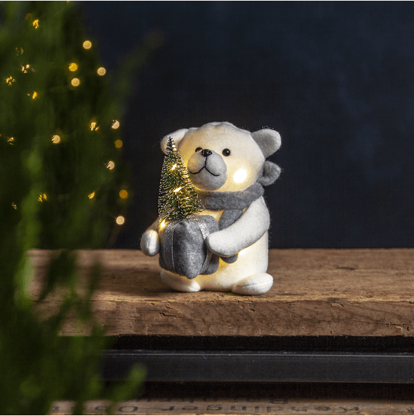 Joylight Ours Polaire Blanc De Star Trading - Il brille magnifiquement avec une lumière blanche chaude à la fois dans le corps et dans l'arbre.