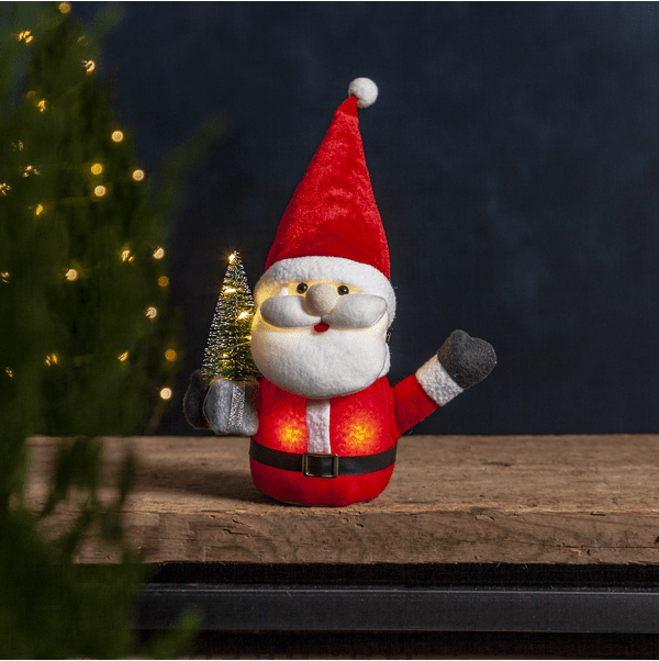 Joylight Père Noël ROUGE De Star Trading - P&egrave;re No&euml;l douillet avec colis et sapin de No&euml;l.