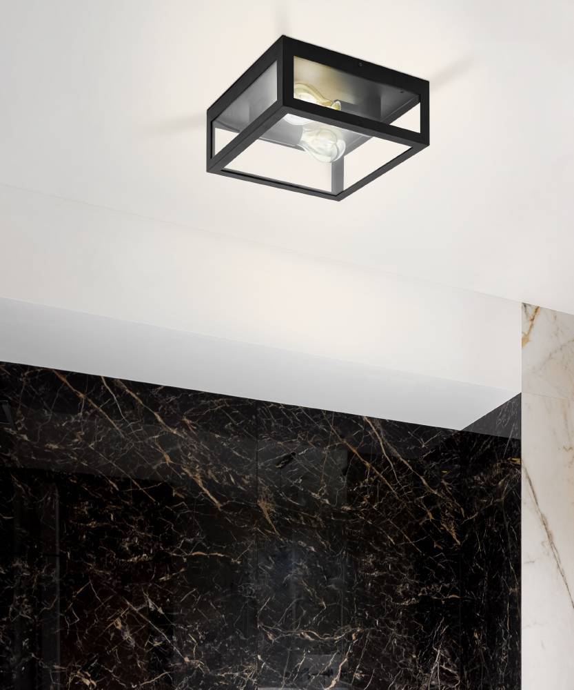 Amezola 30cm Noir lampe de salle de bain De Eglo - Sa conception ouverte et ses sources de lumière visibles font de la lampe un détail décoratif qui fournit également une lumière claire et agréable.