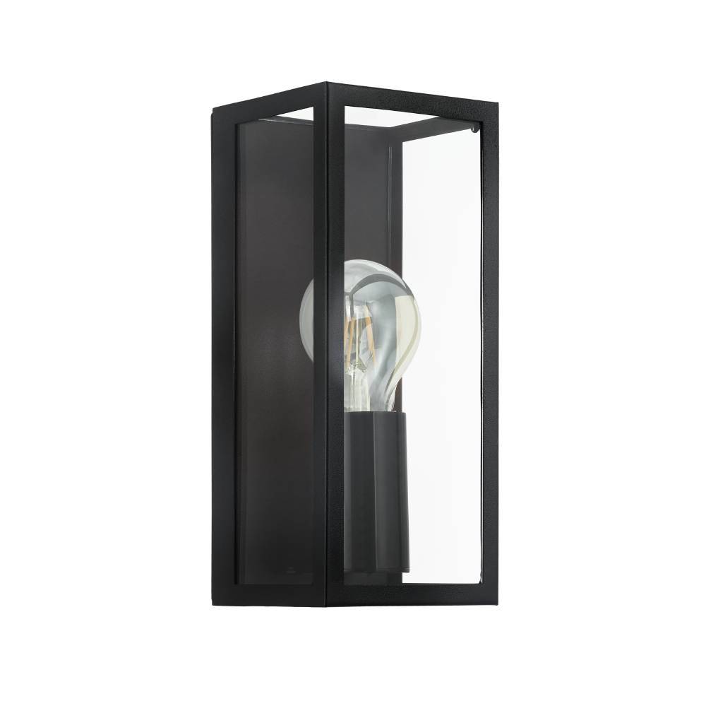 Amezola Noir lampe d’extérieur De Eglo - Cette applique murale minimaliste en métal noir et verre allie simplicité et style.
