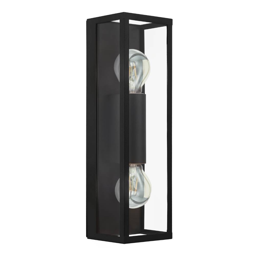 Amezola 38cm Noir lampe de salle de bain De Eglo - Cette applique murale minimaliste en métal noir et verre allie simplicité et style.