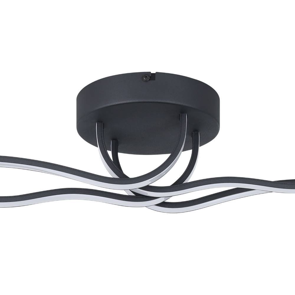 Roncade 116cm Noir plafonnier De Eglo - La forme minimaliste et fluide donne à la lampe une expression élégante et sophistiquée, ajoutant une touche d'art moderne à votre maison.