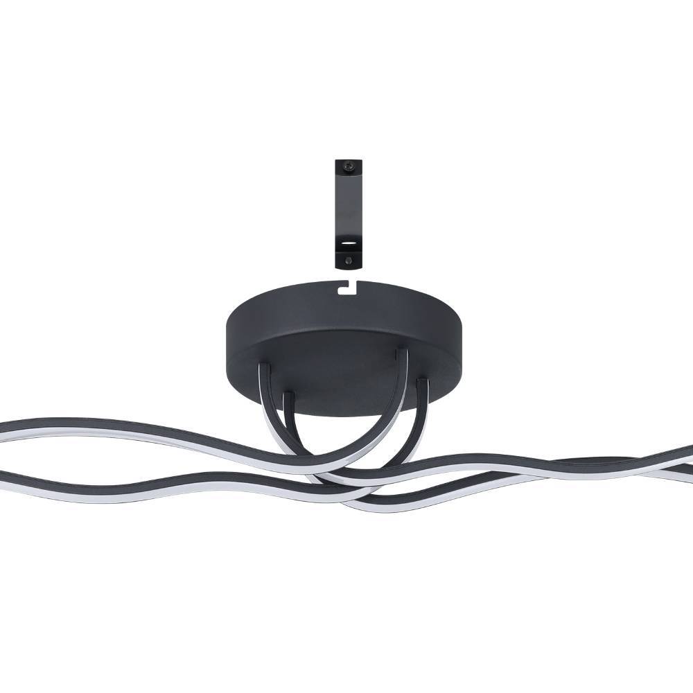 Roncade 116cm Noir plafonnier De Eglo - La forme minimaliste et fluide donne à la lampe une expression élégante et sophistiquée, ajoutant une touche d'art moderne à votre maison.