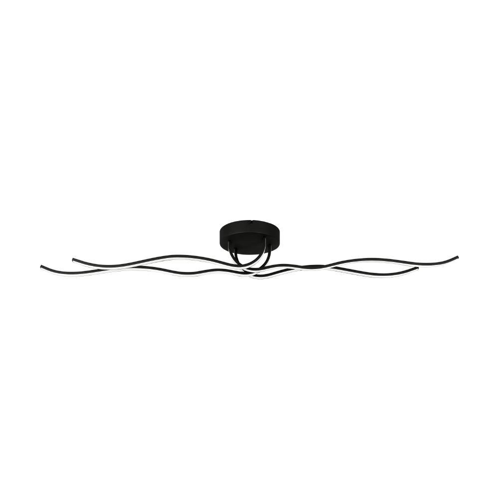 Roncade 116cm Noir plafonnier De Eglo - La forme minimaliste et fluide donne à la lampe une expression élégante et sophistiquée, ajoutant une touche d'art moderne à votre maison.